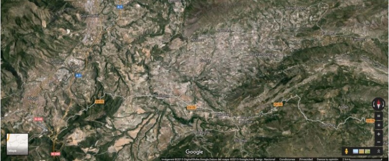 Imatge parcial de les comarques del Google maps