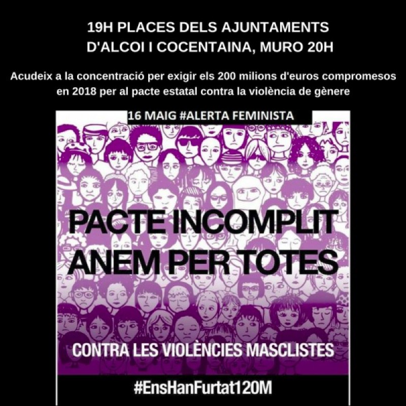 Concentracions a Muro, Cocentaina i Alcoi per l'incompliment en el pacte estatal contra la violència de Gènere