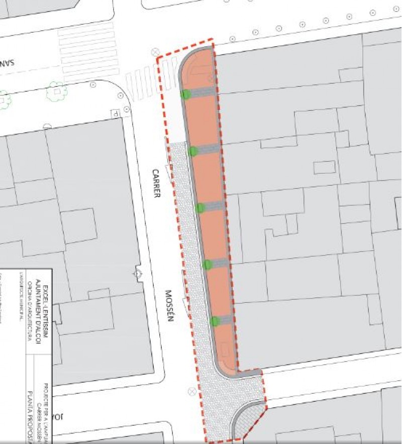 Plano de l'obra a Mossen Torregrosa / Aj. Alcoi
