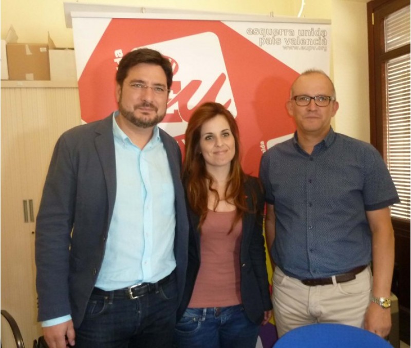 El candidat a la presidència d'EUPV Ignacio Blanco, amb Paco Agulló i Esther López/AM