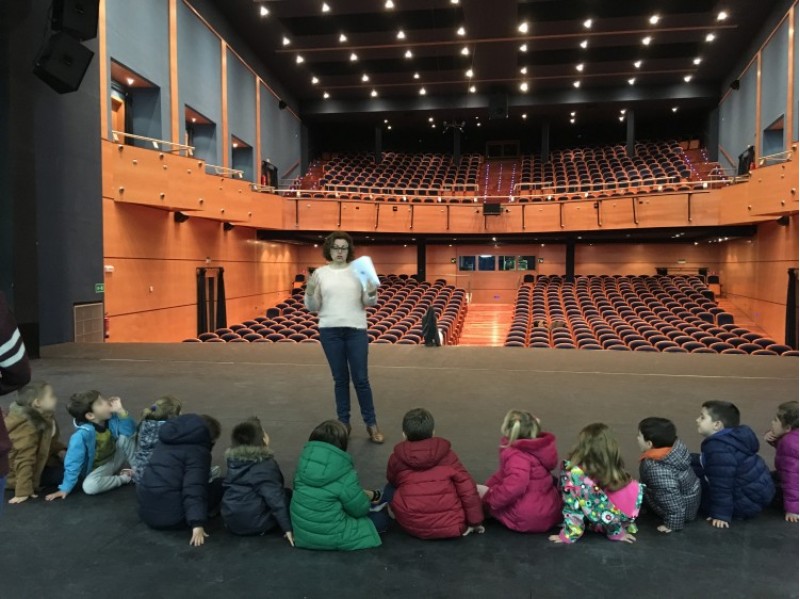 El personal del Calderón va explicar als xiquets i xiquetes les diferents parts i espais del teatre./ AM