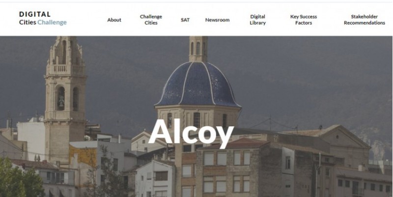 Portada de la web europea on es parla d'Alcoi i el seu projecte
