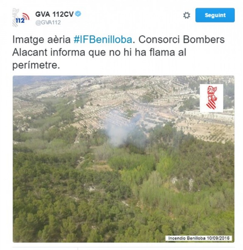 Imatge dels bombers en arribar a Benilloba/GVA 112
