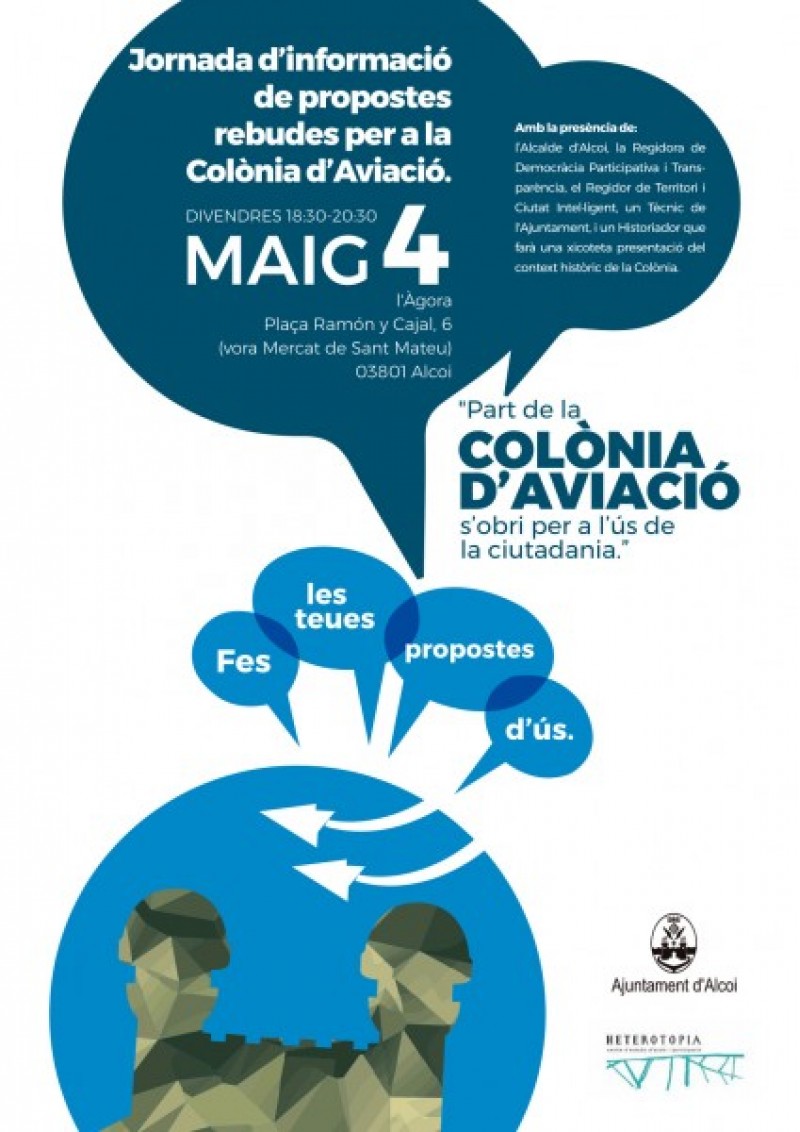 Jornada informativa sobre els usos de la colònia d'Aviació a l'Àgora d'Alcoi / Ajunt. Alcoi