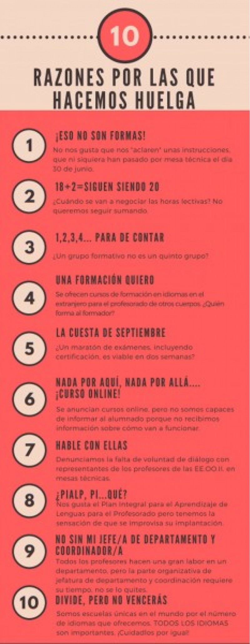 Motius de la vaga de professors de l'EOI. També pots consultar-ho ací baix, com a document adjunt
