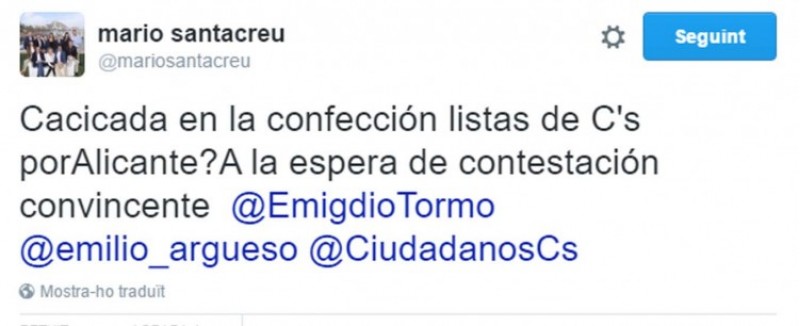Mario Santacreu qualifica la confecció de llistes de 