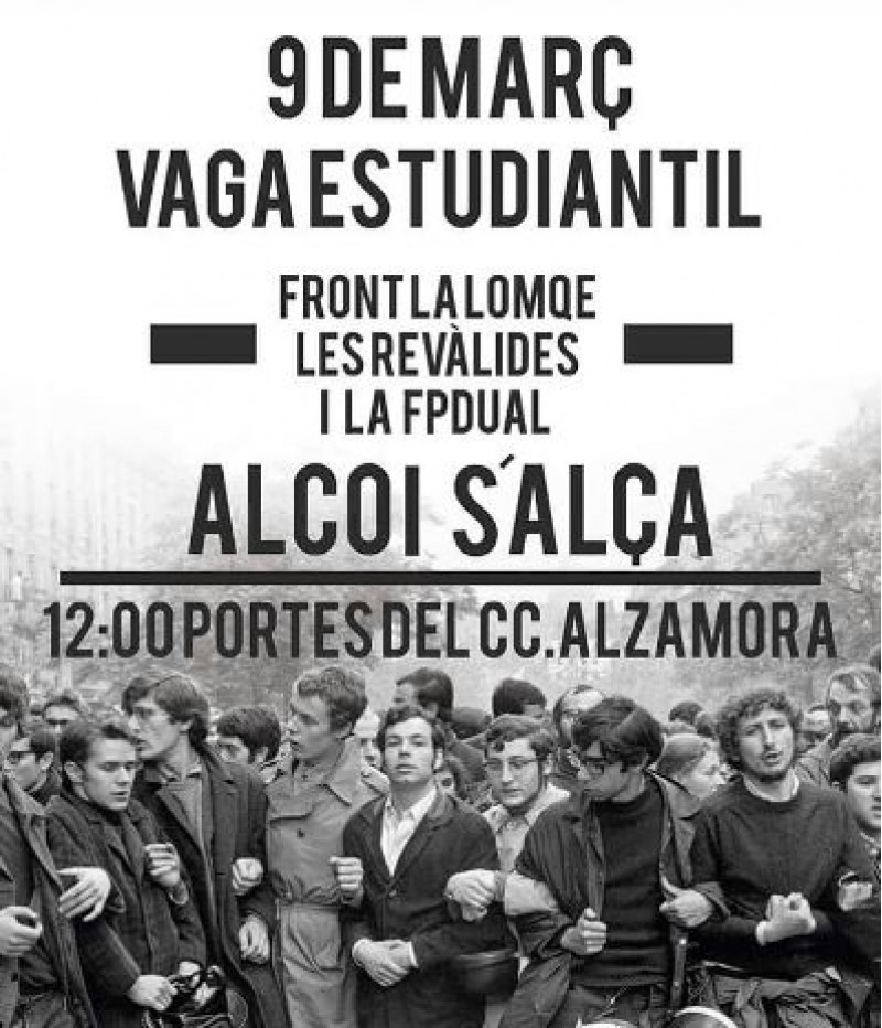 Nova vaga estudiantil a Alcoi el dijous 9 de març