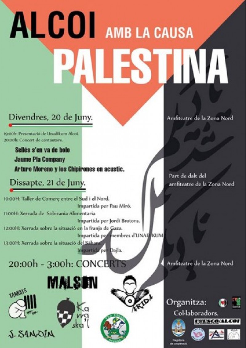Organitzen un festival i unes xerrades a Alcoi per donar suport a Palestina