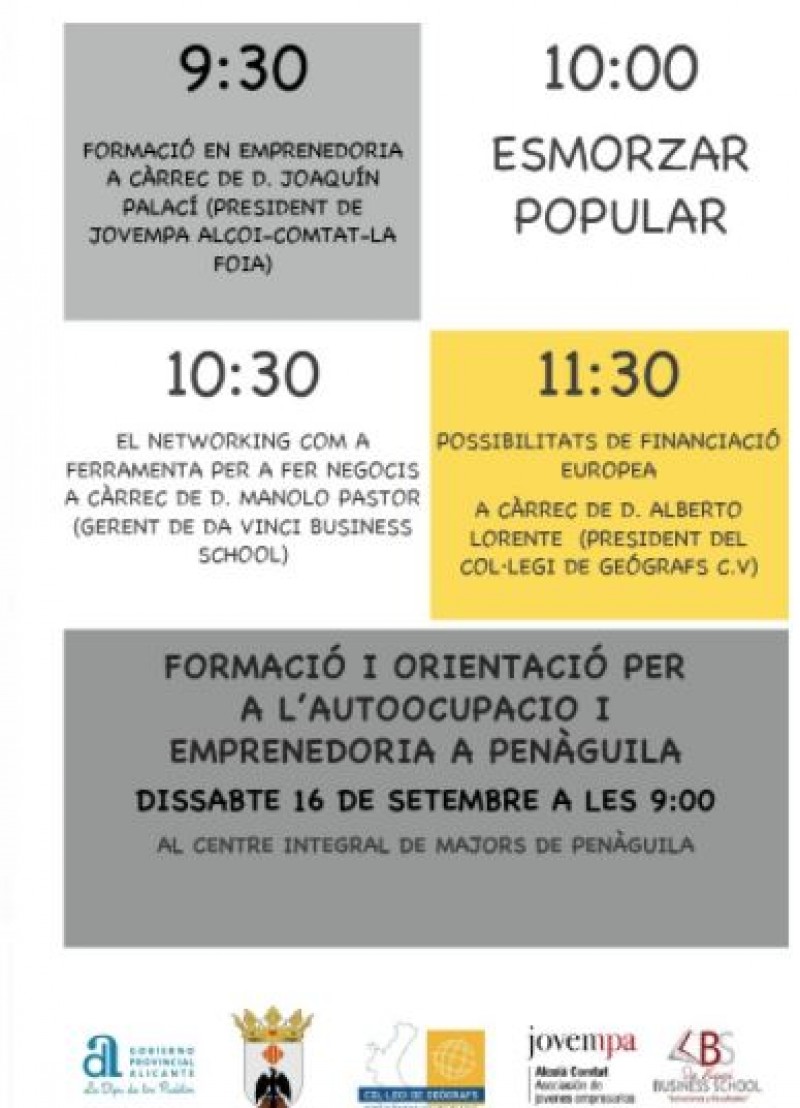 Penàguila acull una jornada sobre formació i orientació a l'autoocupació i emprenedoria