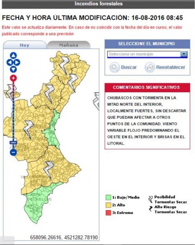 Mapa informatiu sobre risc d'incendis forestals / GVA 112