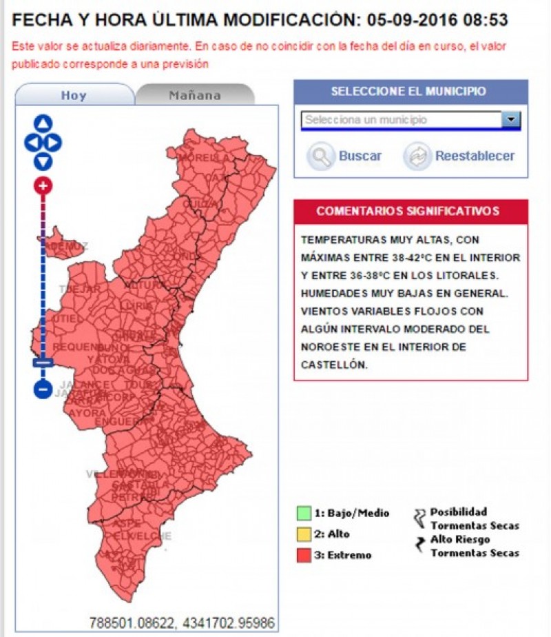 Risc extrem d'incendis. Font: 112 GVA