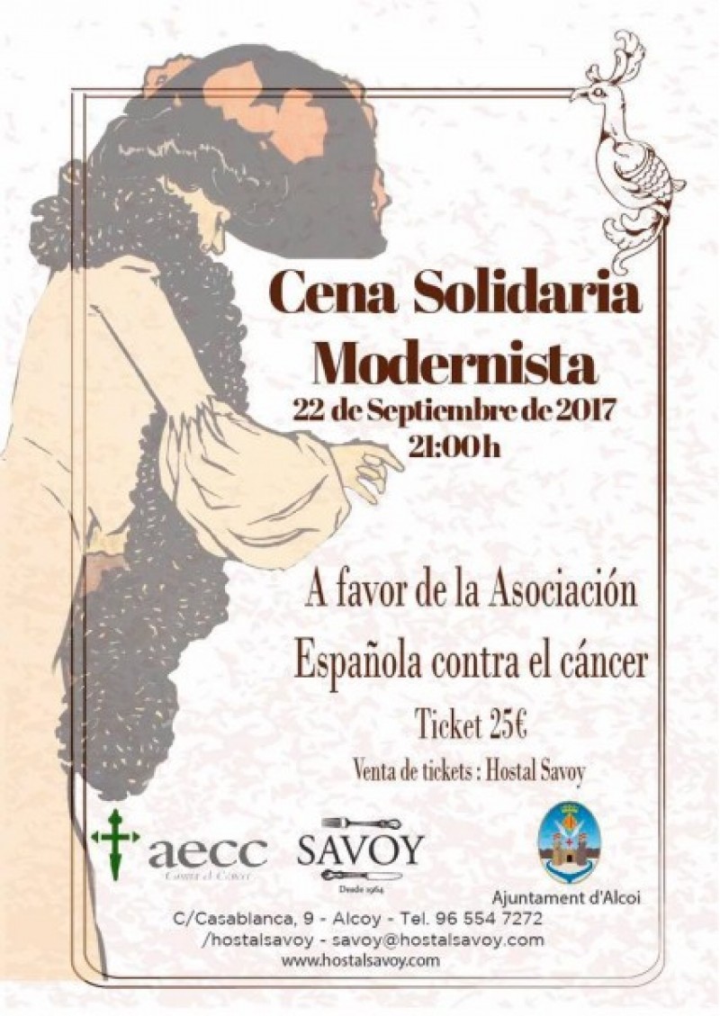 Sopar solidari en la setmana modernista: tots vestits d'època i en benefici d'AECC Alcoi