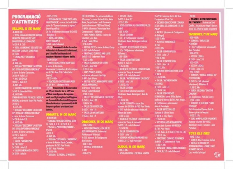 Teatre, ciència, còmic i molt més a la 33a Setmana Cultural de l'IES Pare Vitòria d'Alcoi