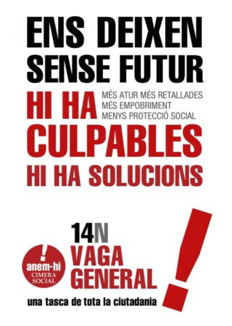 Cartell de la Vaga General convocada per al proper 14 de novembre./ AM
