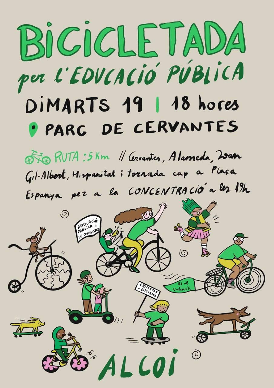 Cartell de bicicletada per l'educació pública