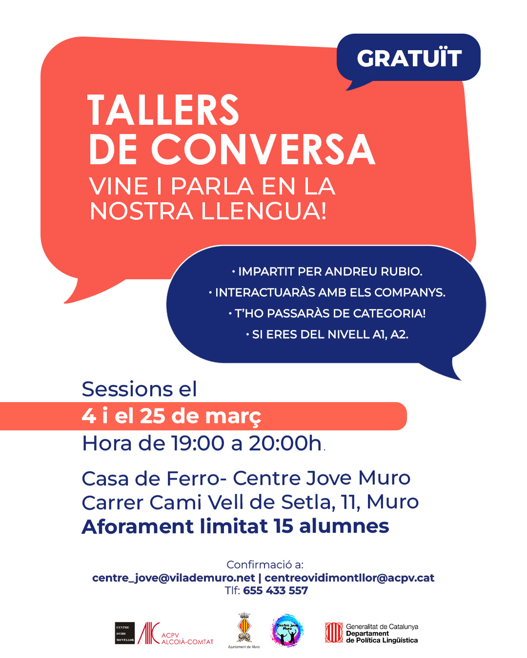 Cartell de l'activitat per aprendre valencià