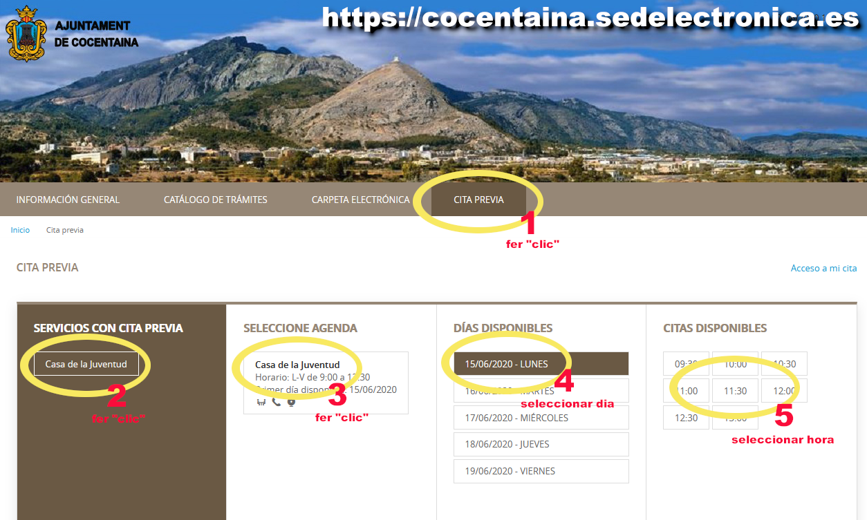 Com demanar cita prèvia a la web