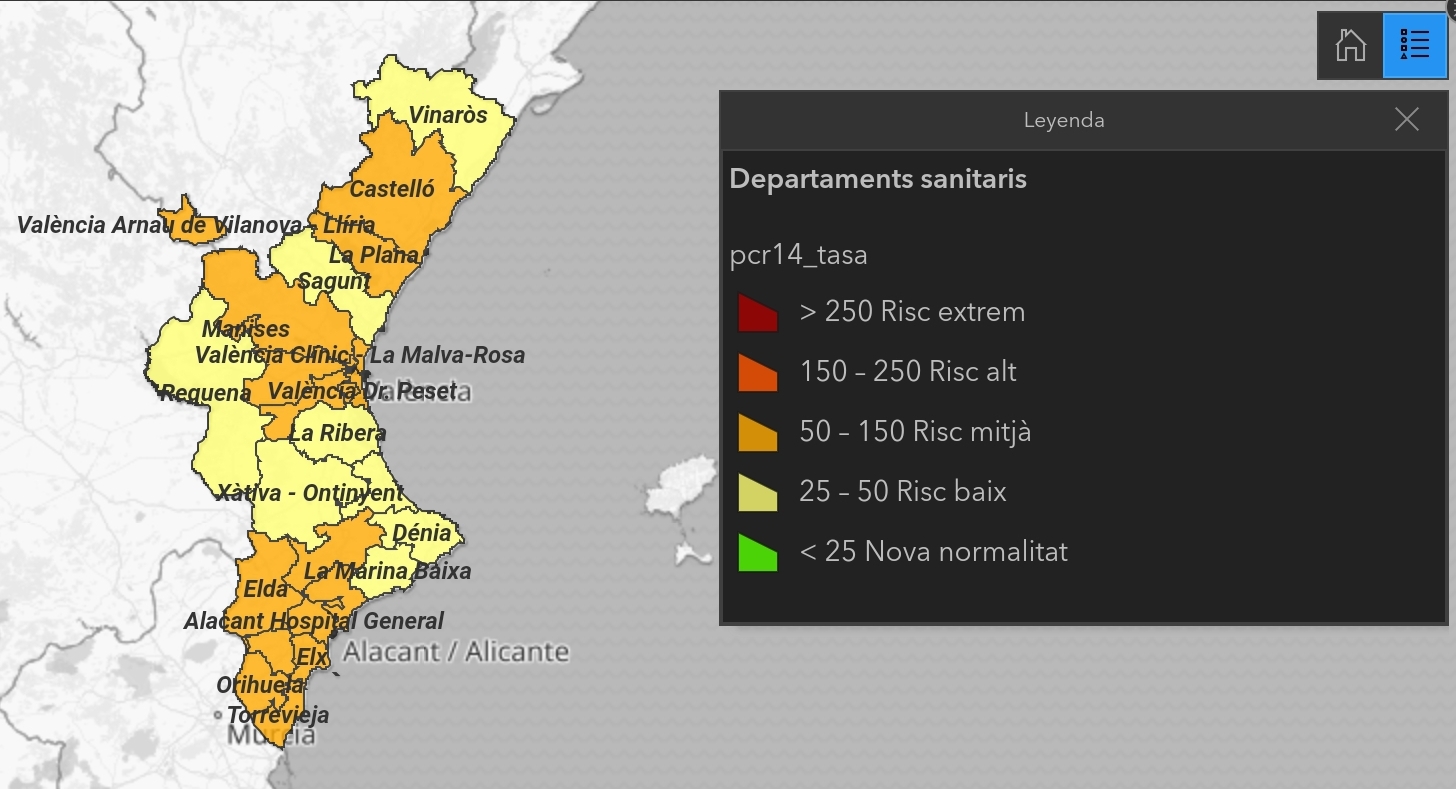 Tots els departaments al nord i est del nostre ja presenten una incidència per sota dels 50 casos per cada 100.000 habitants.