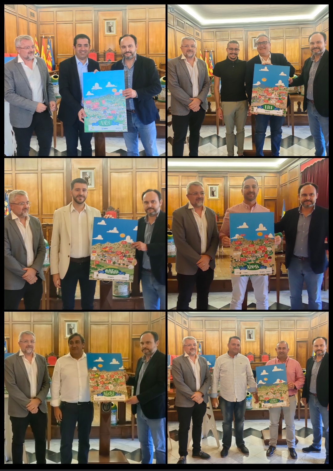 Alcaldes i regidors dels sis municipis guanyadors arrepleguen els dissenys dels contenidors.
