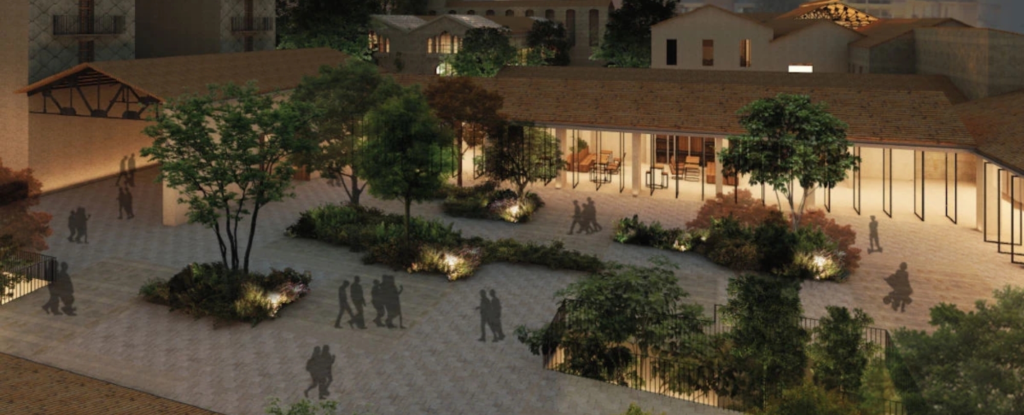 Projecció de com quedarà el pati de l'Illa de Rodes. 