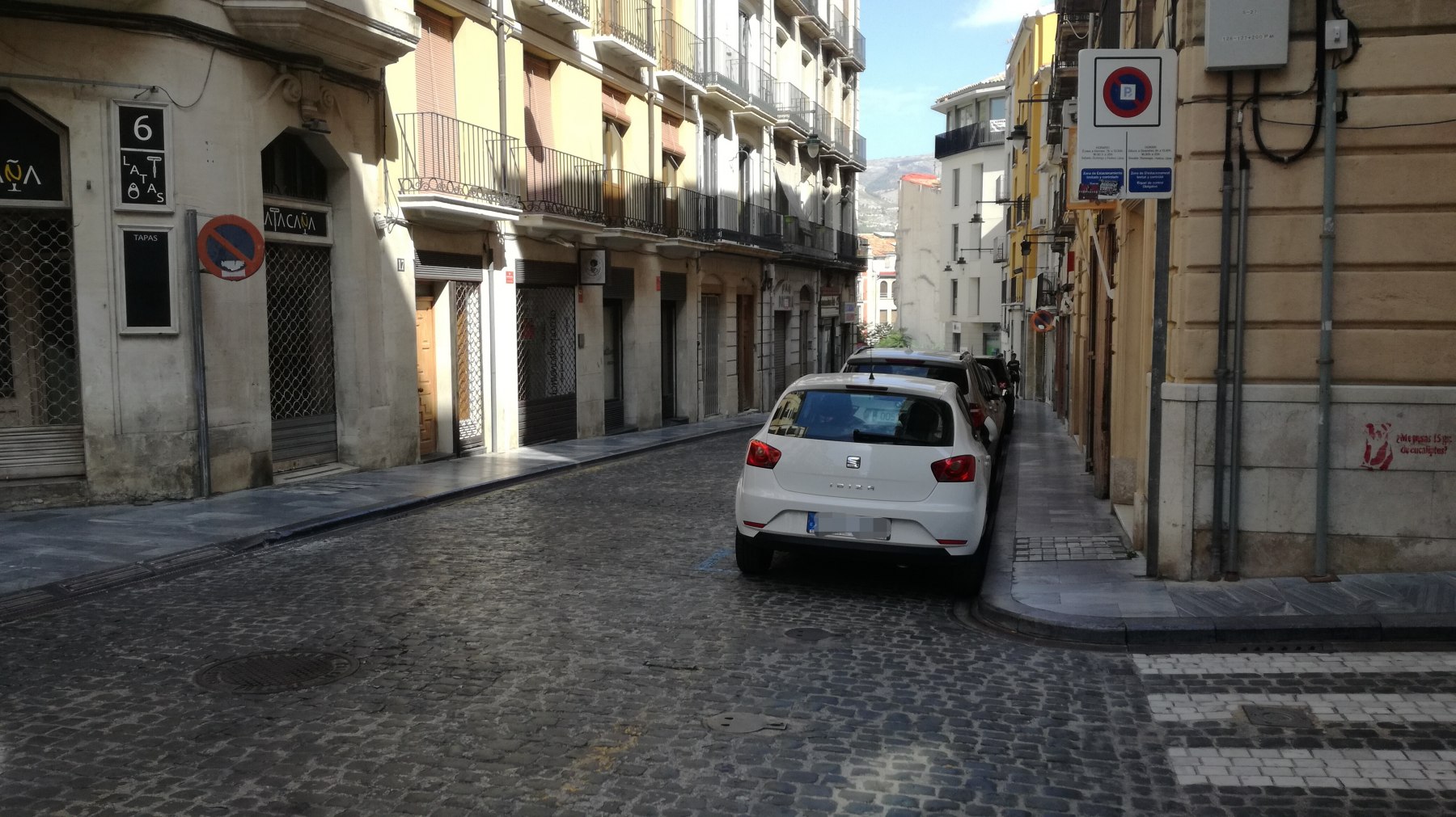 Una de les senyals de la Zona Blava al centre d'Alcoi