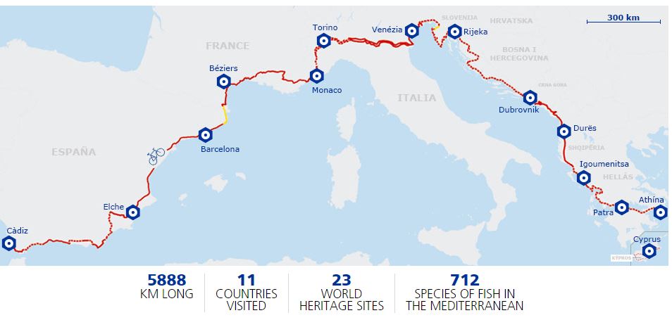 Mapa de la ruta 8 d'EuroVelo, que passa per les nostres comarques